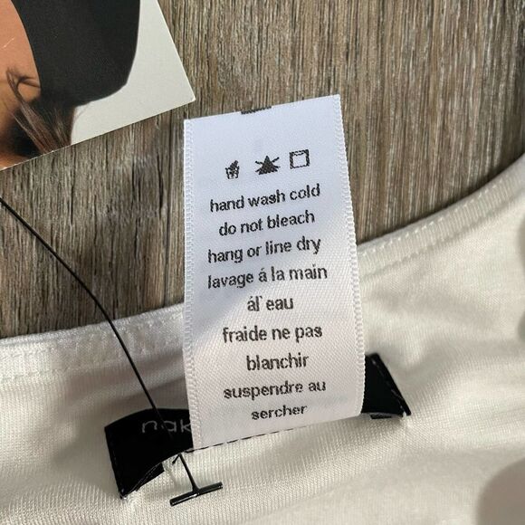 NWT Naked Wardrobe White Asymmetrical Crop Top - Size: Small - Picture 5 of 5